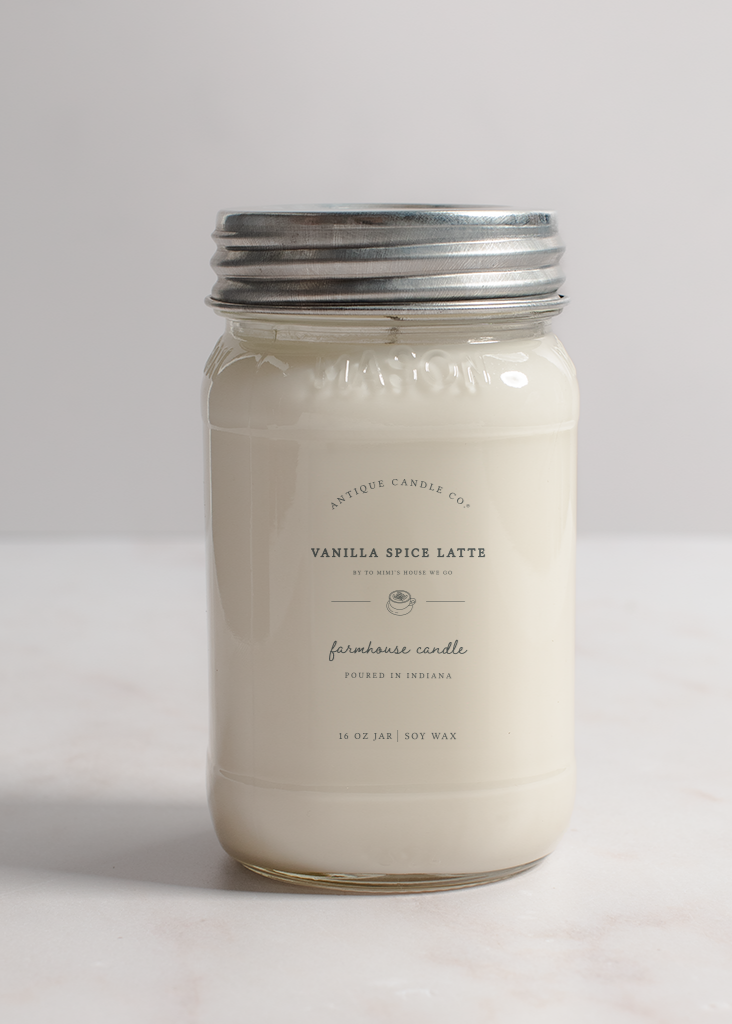 Vanilla Spice Latte - Soy Wax 16 oz Mason Jar Candle