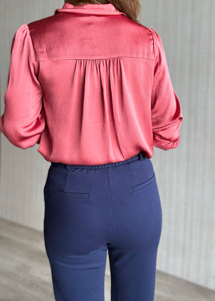 Skies Are Blue Women's Navy Knit Wide Leg Pants | Work Dress Pants