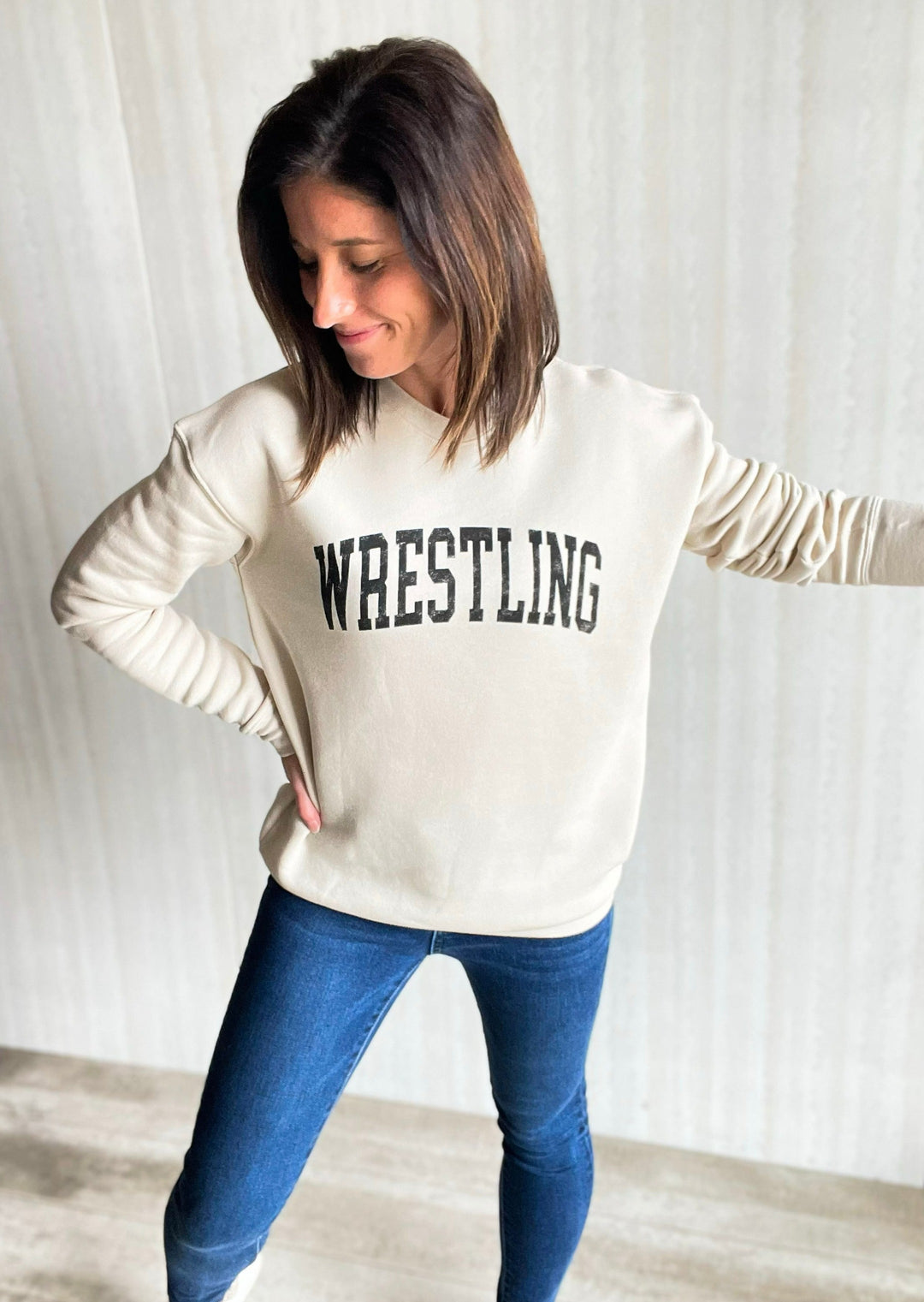 Women's Wrestling Sweatshirt | Neutral Colors | Wrestling Mom Sweatshirt | Champaign-Urbana Boutique Women's Clothing