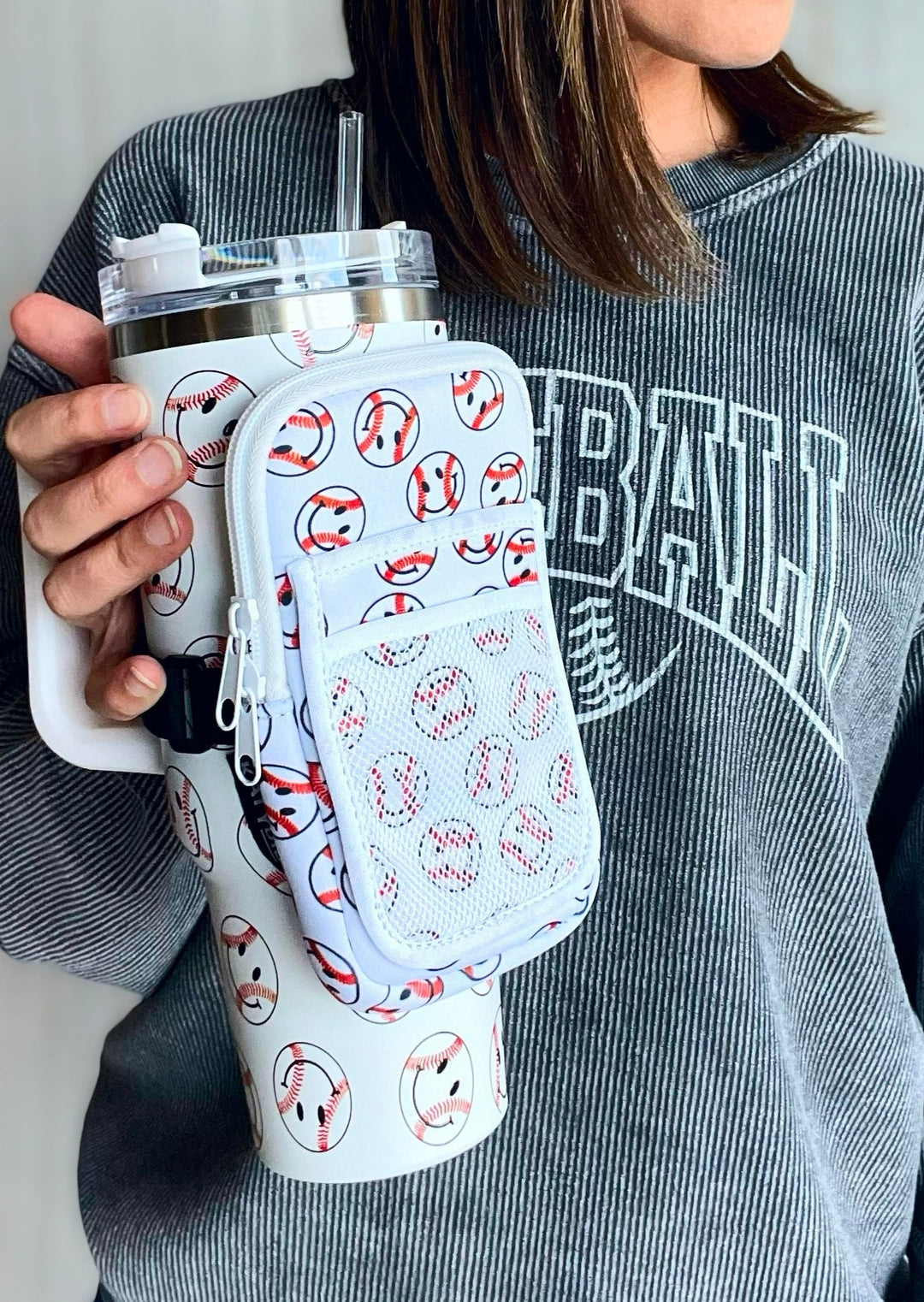 Baseball Happy Face Tumbler Pouch | Baseball tournament essentials