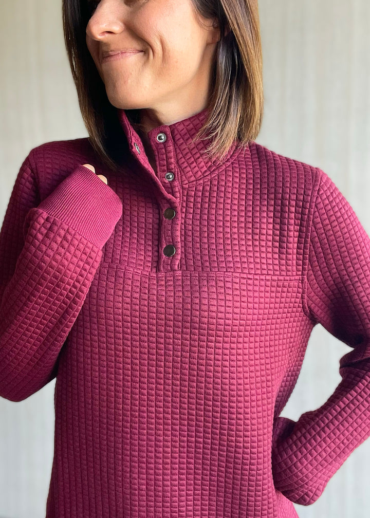 Burgundy Quilted Pullover