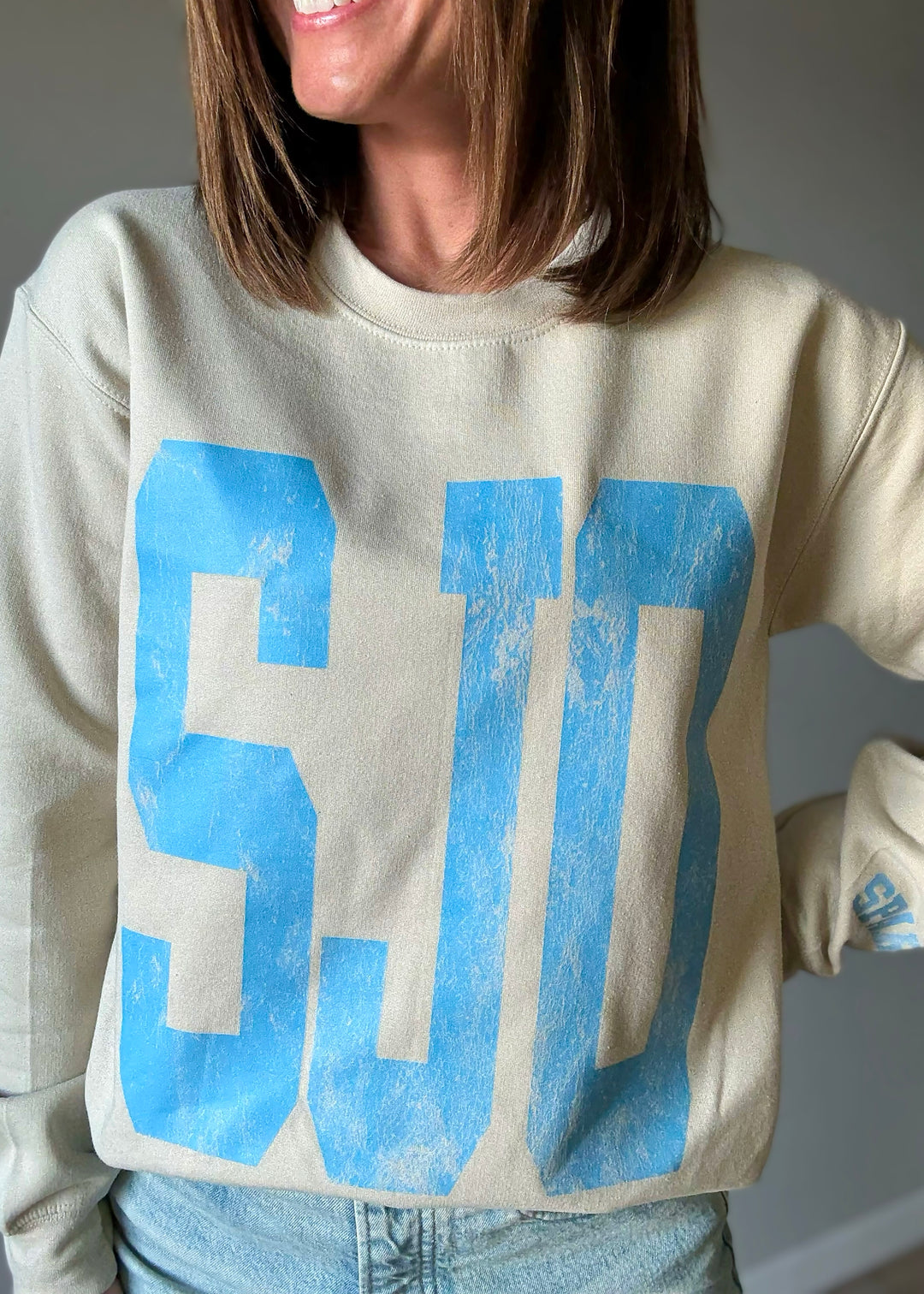 St. Joseph-Ogden SJO Women's Sweatshirt | Cream & Columbia Blue | St. Joseph Ogden SJO Fanwear