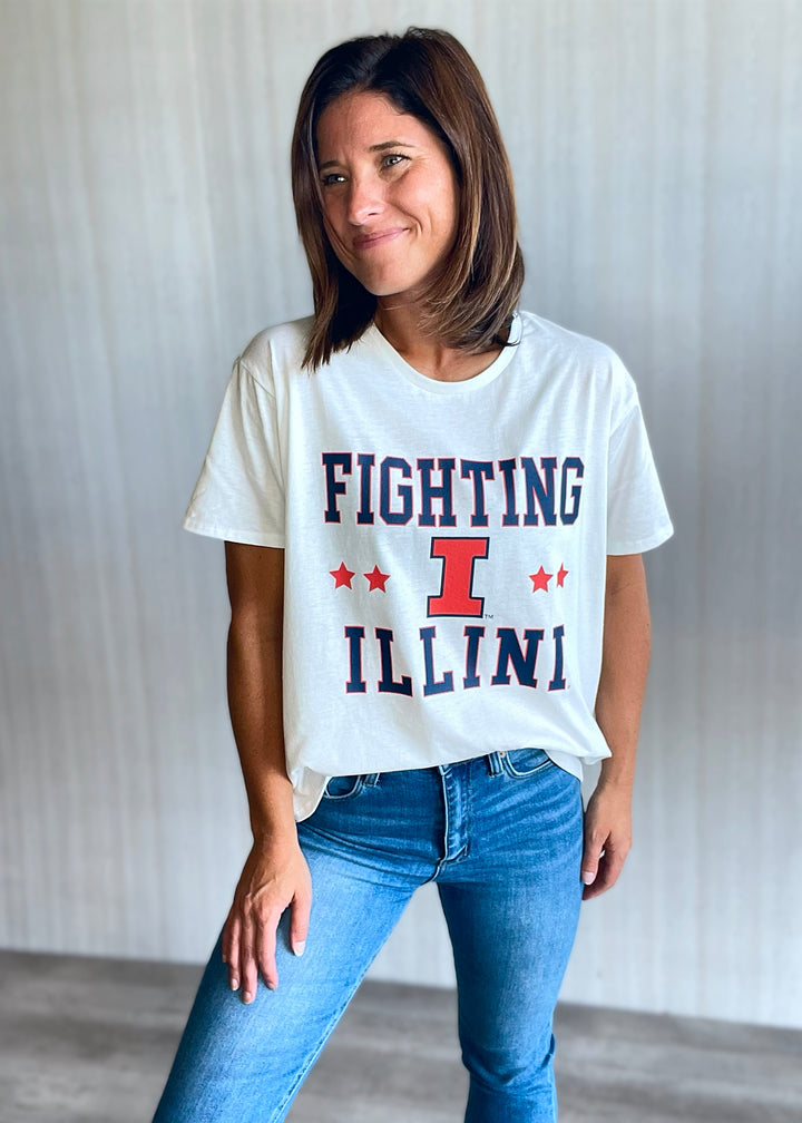 Women's Fighting Illini Flow Tee | Central Illinois Women's Clothing Boutique with game day clothing