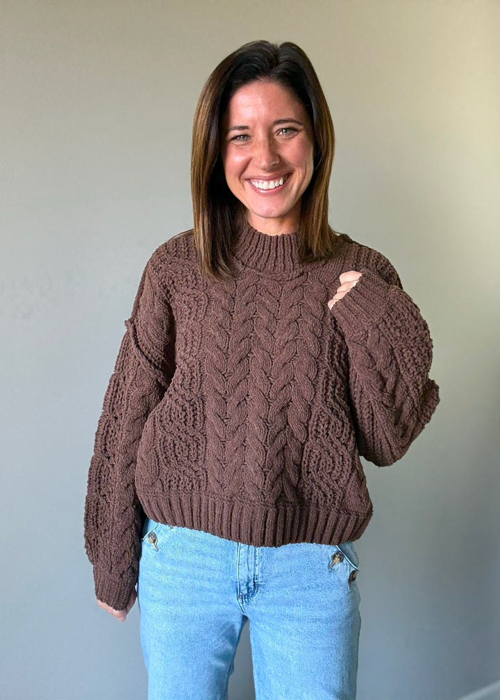 Brown Cable Knit Sweater