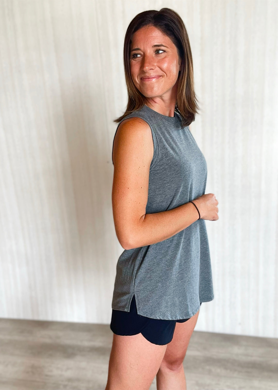 Women's Gray Casual Workout Tank Top