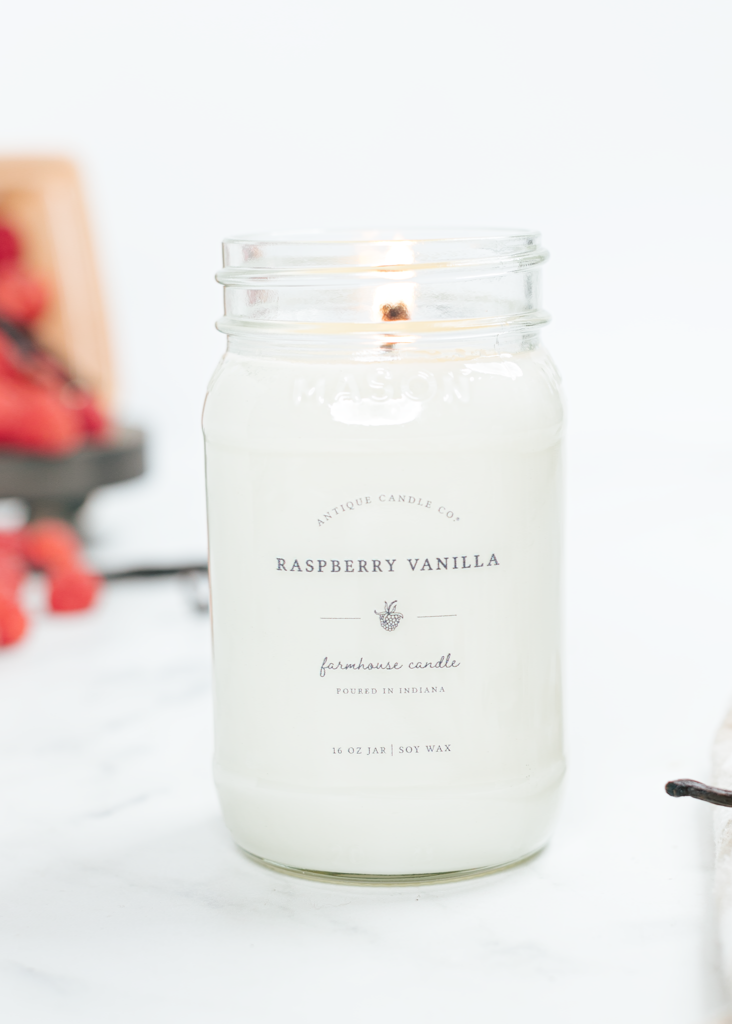 Raspberry Vanilla - Soy Wax 16 oz Mason Jar Candle