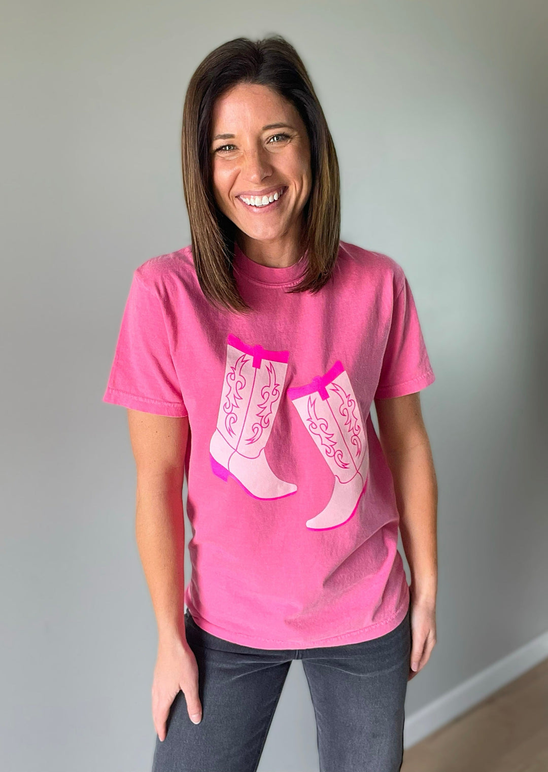 Pink Kickin' Boots Women's T-Shirt | Country Concert T-Shirts