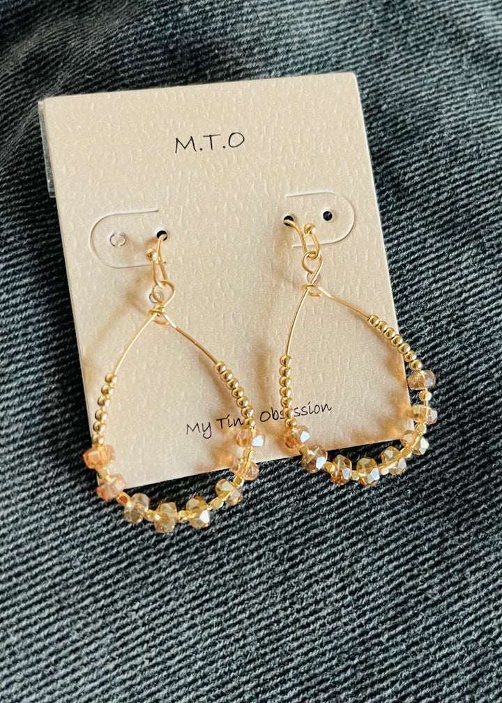 Gold Beaded Teardrop Earrings