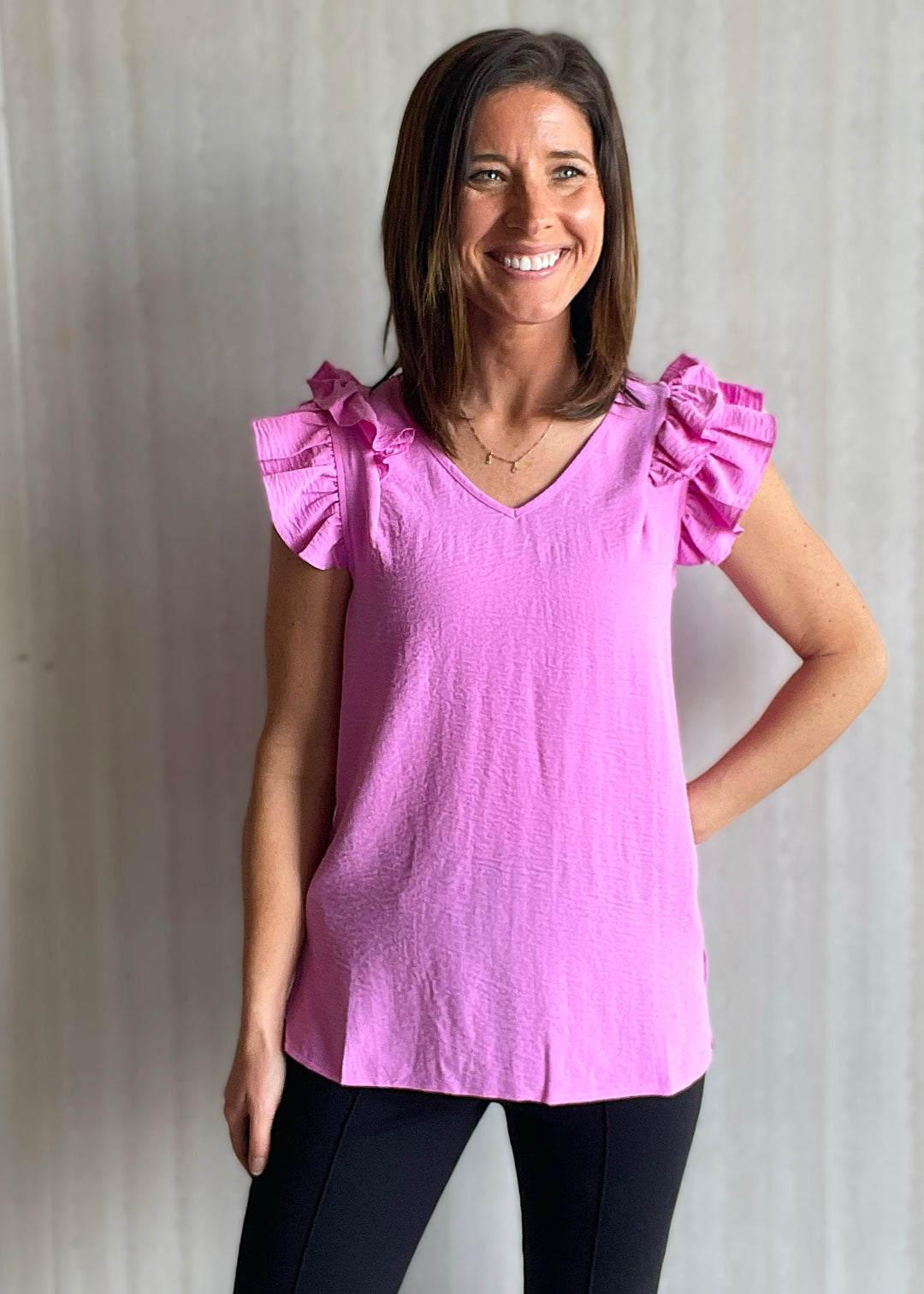 Women's Mauve Tiered Ruffle Sleeve Top