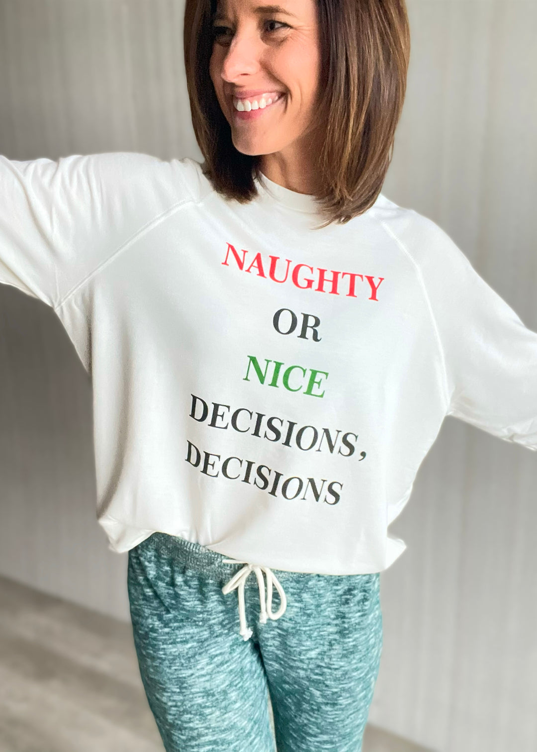 Women's Naughty Or Nice Christmas Long Sleeve Top