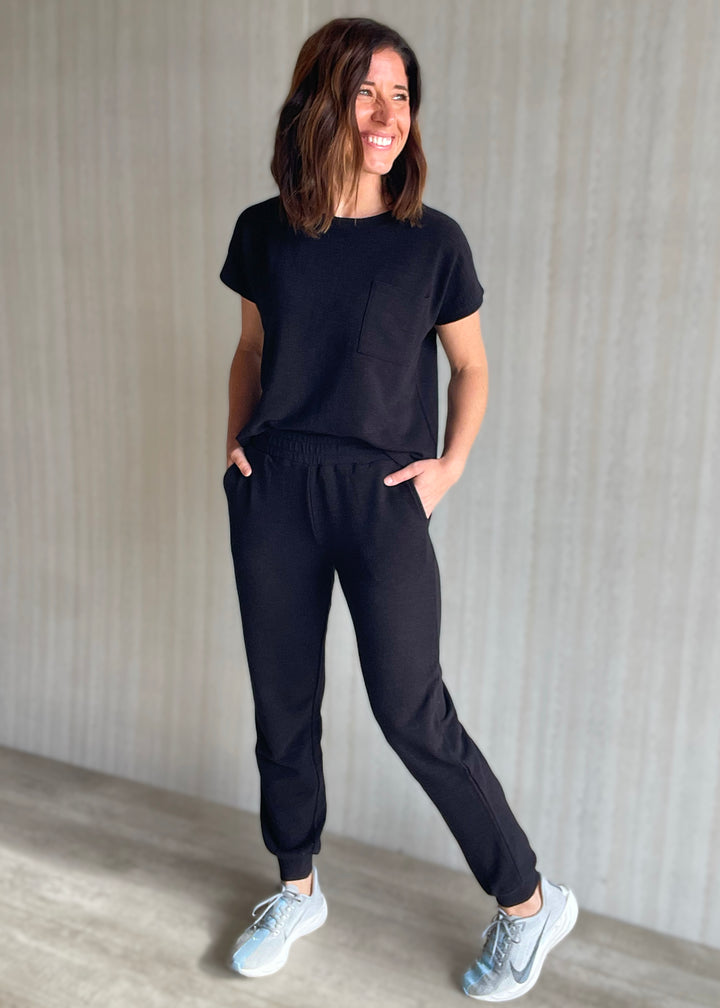Women's Black Jogger Set  | Comfy Athleisure Lounge Set