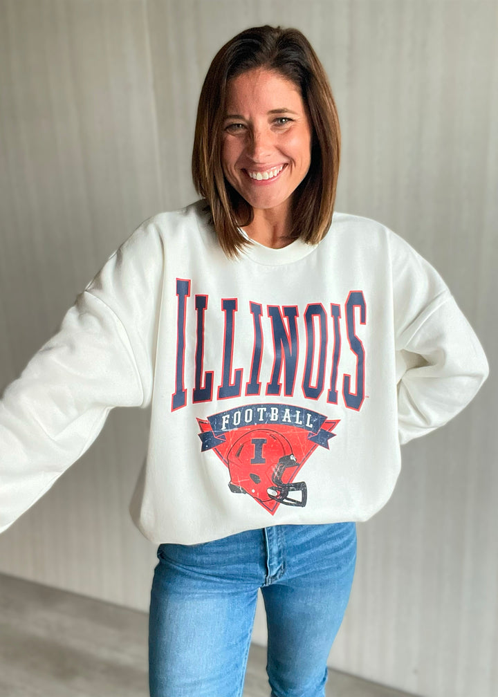 Women's Illinois Football Helmet Pullover