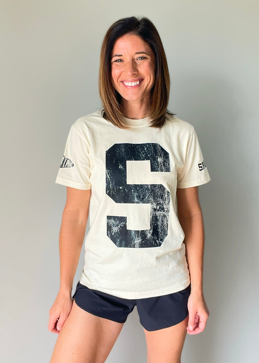 Women's Spartans "S" Cream Tee | SJO Spartan T-shirt