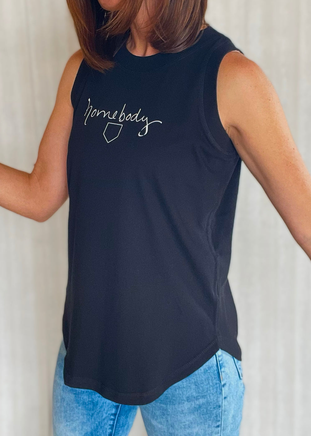 Women's Black Baseball Baseball Homebody Tank Top