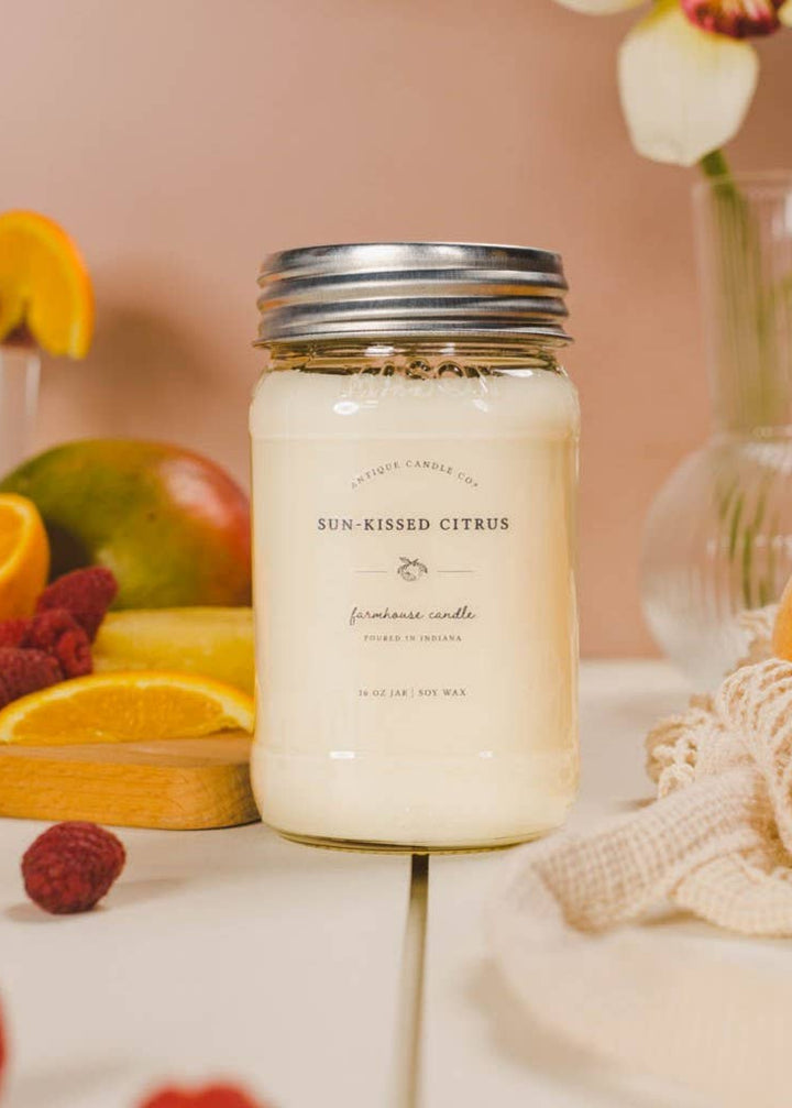 Sun-Kissed Citrus - Soy Wax 16 oz Mason Jar Candle