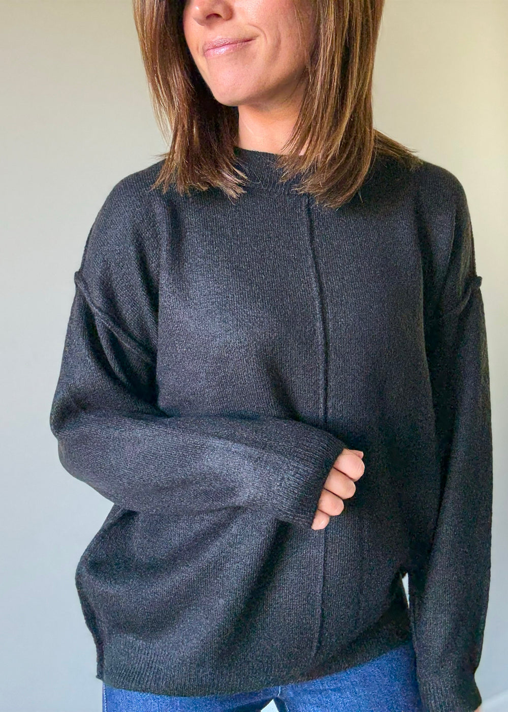 Women's Black Front Seam Sweater