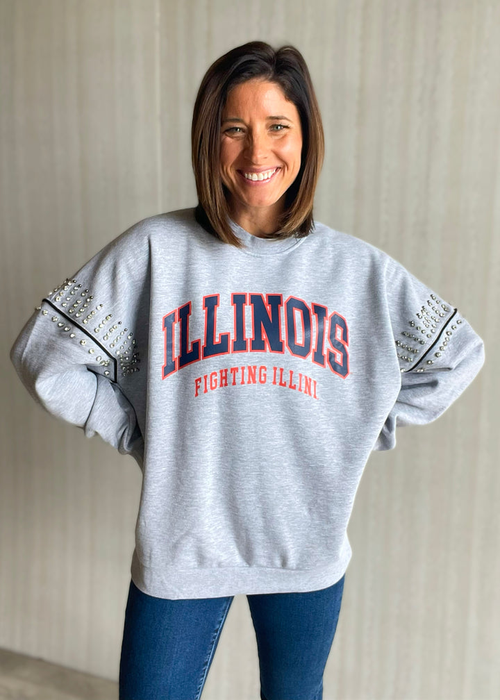 Women's Rhinestone Illinois Fighting Illini Sweatshirt