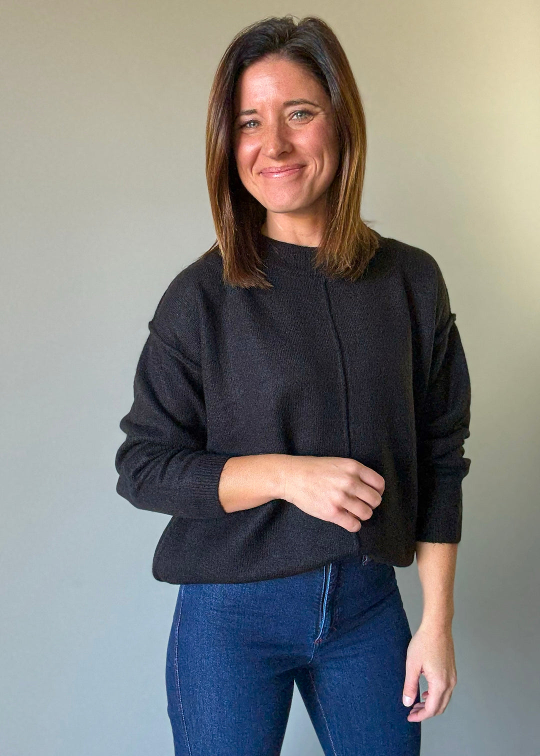 Women's Black Front Seam Sweater