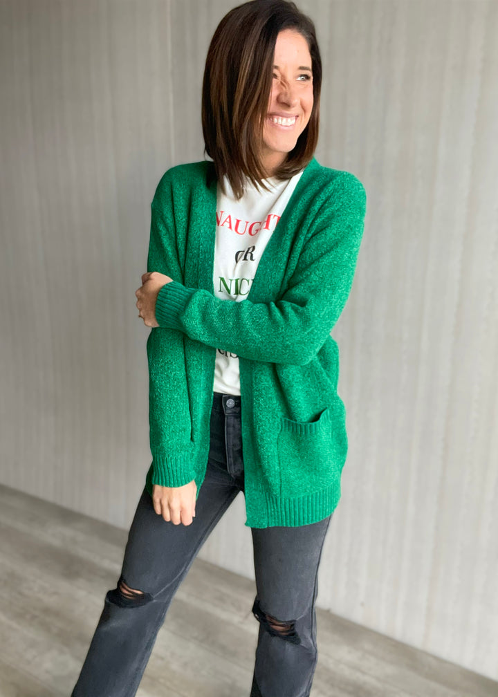 Women's Kelly Green Cardigan