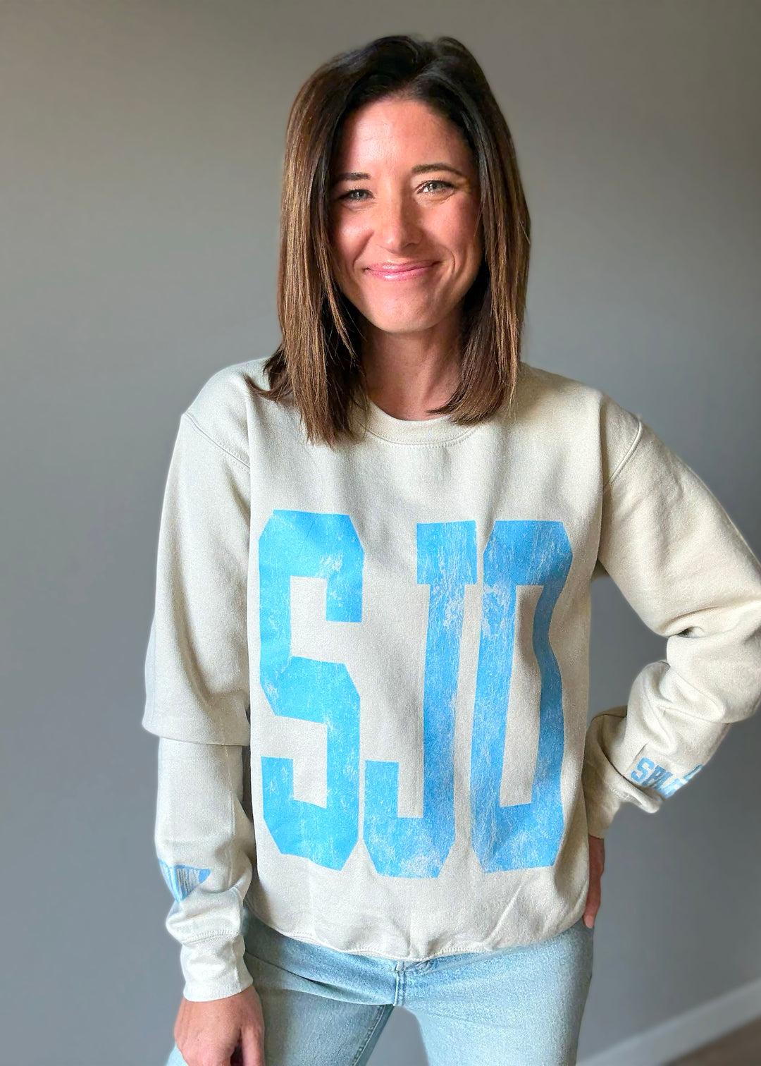 St. Joseph-Ogden SJO Women's Sweatshirt | Cream & Columbia Blue | St. Joseph Ogden SJO Fanwear