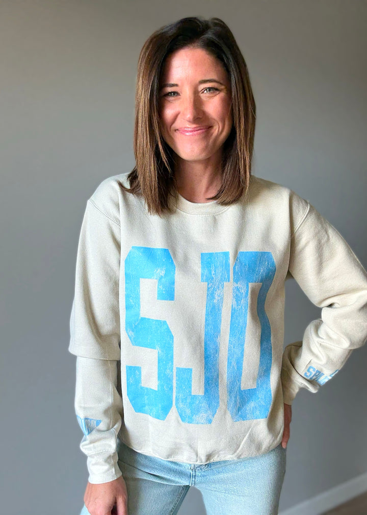 St. Joseph-Ogden SJO Women's Sweatshirt | Cream & Columbia Blue | St. Joseph Ogden SJO Fanwear