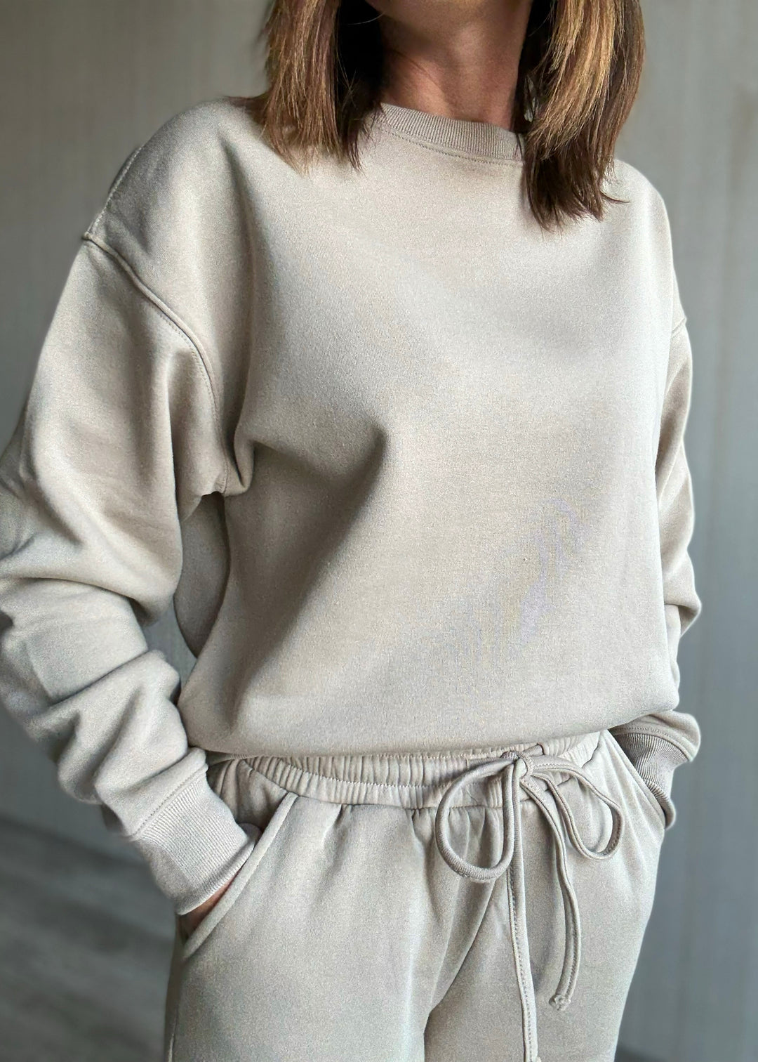 Women's Ash Mocha Fleece Sweatpants Set