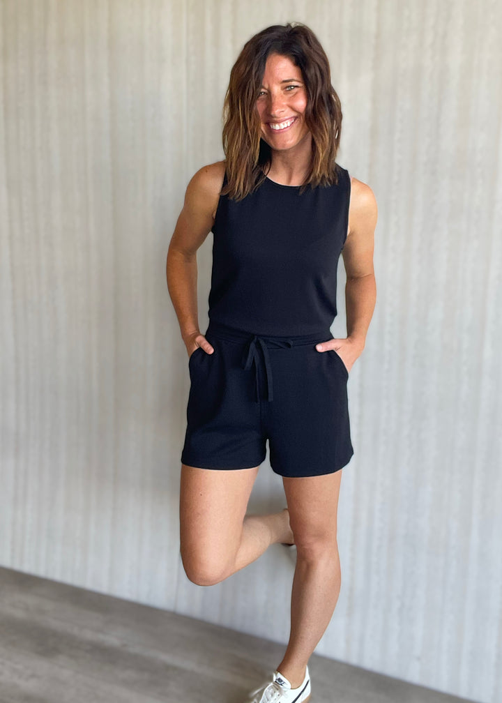 Women's Sleeveless Black Romper 
