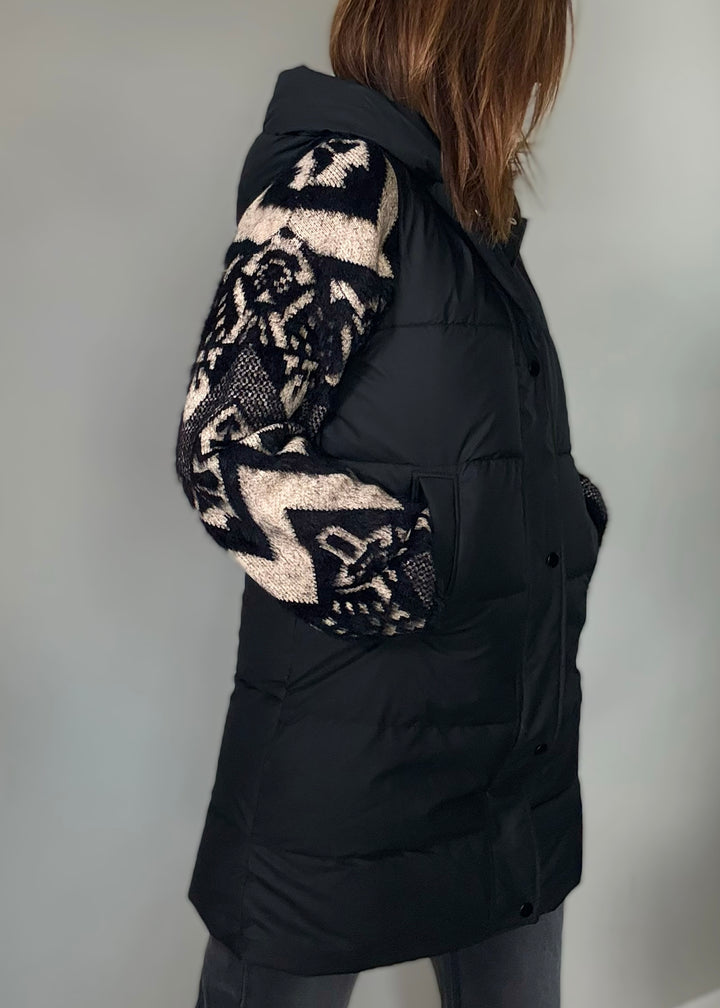 Women's Long Black Puffer Vest