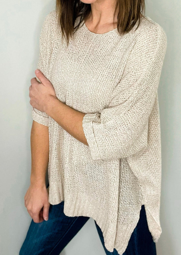 Light Tan Loose Fit Knitted Sweater | Women's Spring Sweaters