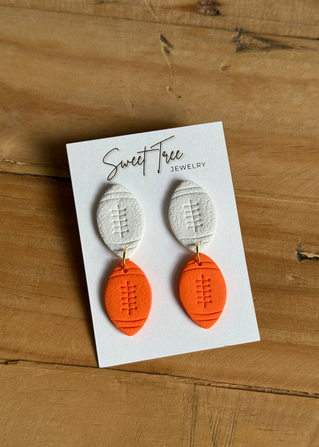 Orange and White Football Duo Earrings