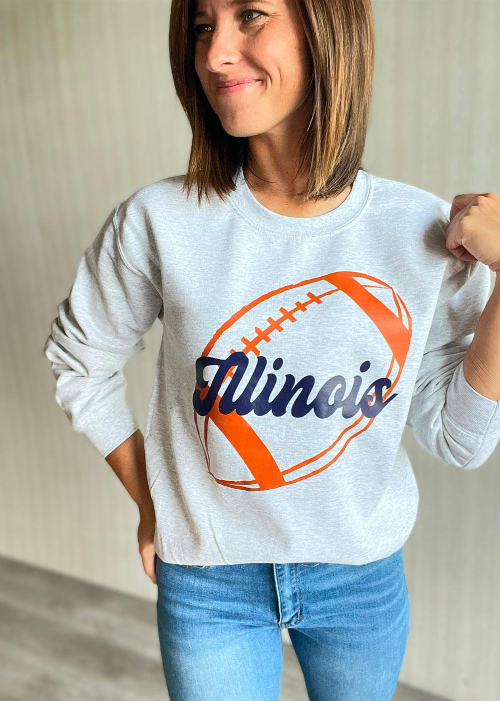 Women's gray Illinois Football Sweatshirt