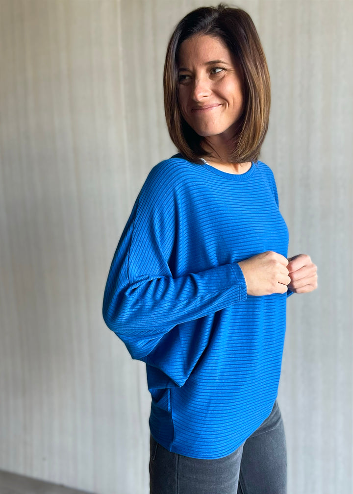 Blue Ribbed Sweater