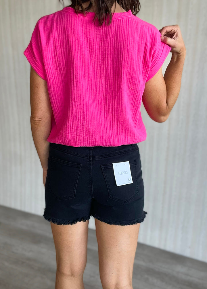Black Frayed Hem Shorts