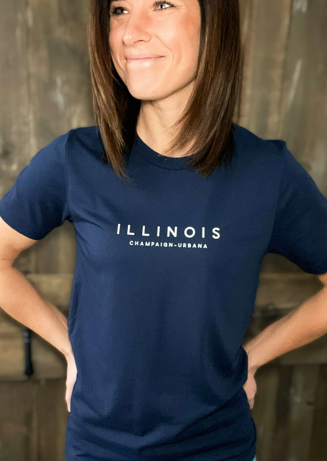 Women's Navy Illinois T-Shirt | Champaign-Urbana | Bella & Canvas