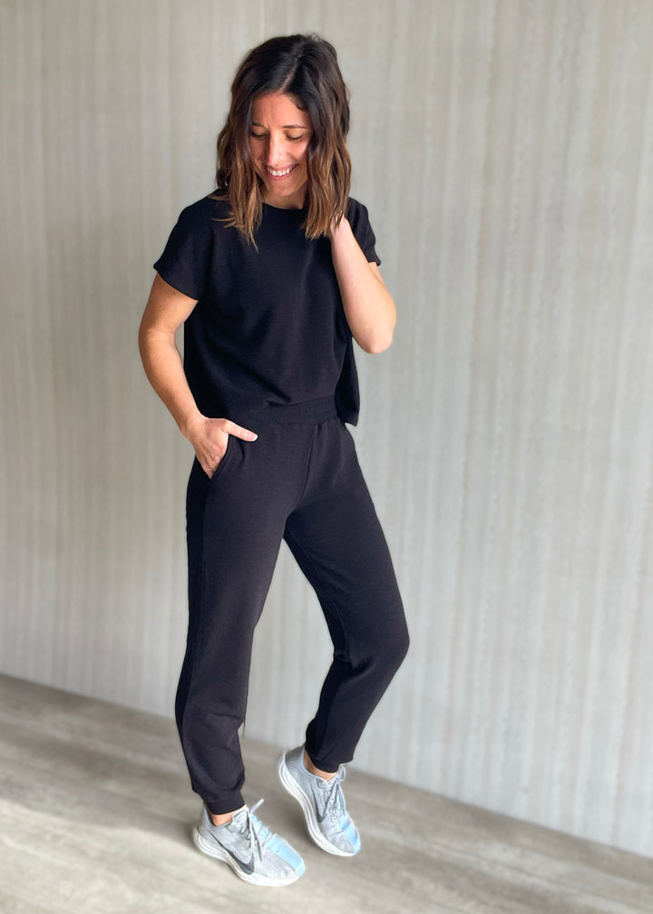 Women's Black Jogger Set  | Comfy Athleisure Lounge Set