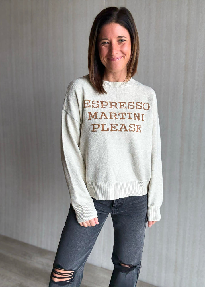 Women's Espresso Martini Please Cream Sweater