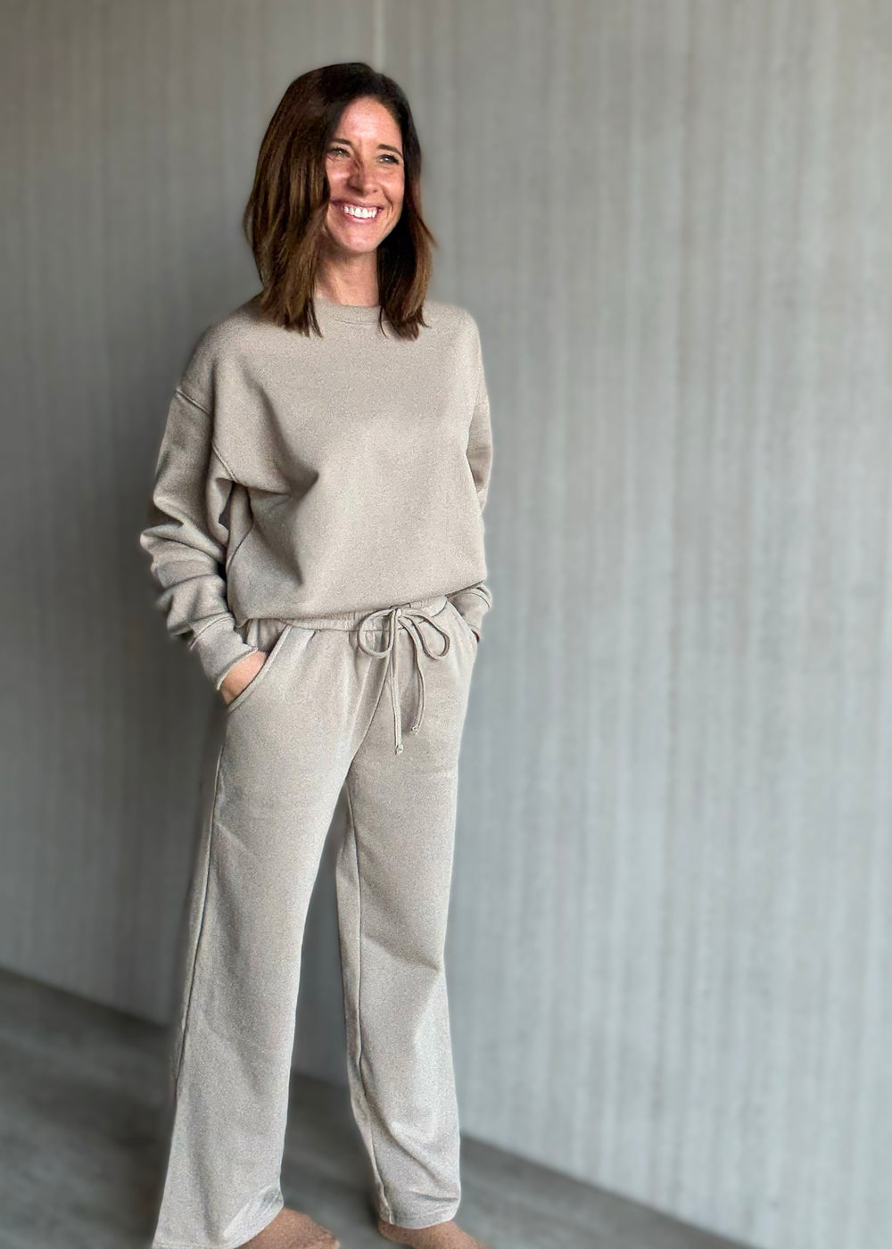 Women's Ash Mocha Fleece Sweatpants Set