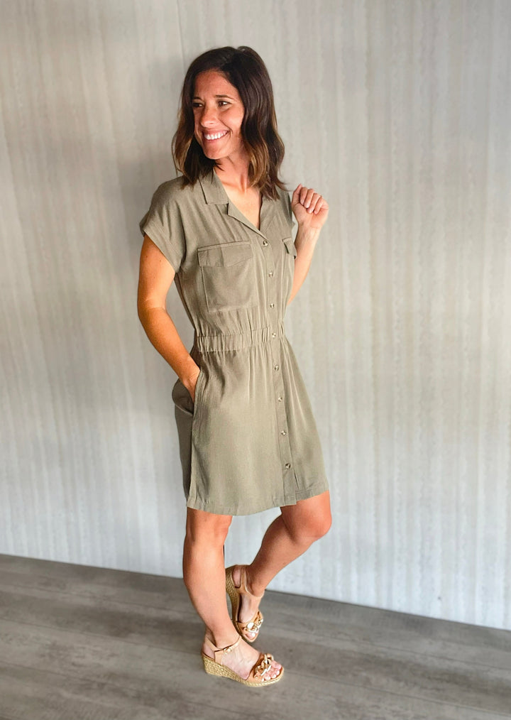 Smokey Olive Maya Dress | Thread & Supply | Work Shirt Dress