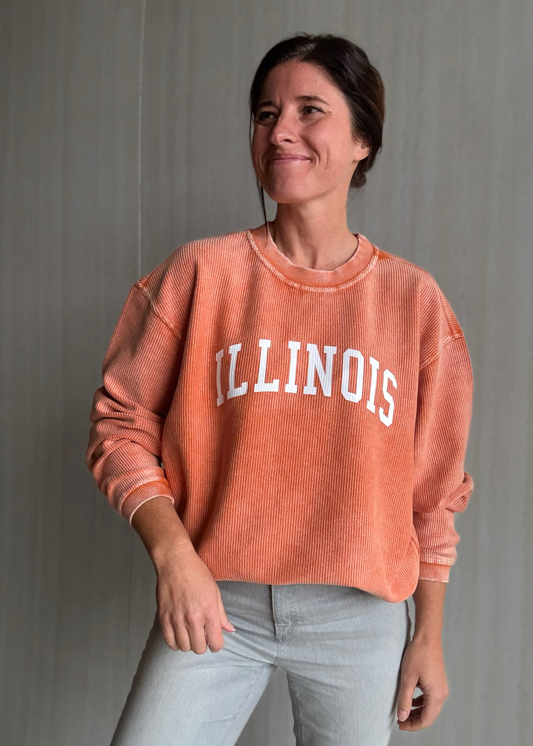 Women's Burnt Orange Illinois Corded Crew Sweatshirt | Cute Illinois Game Day Outfits
