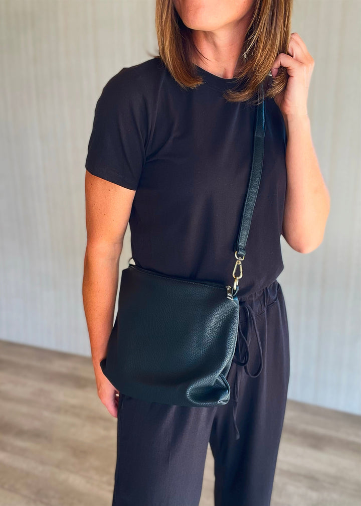 Women's Black Purse - Black 2-in-1 Hobo Bag with crossbody bag option as well. 2 bags for 1 bag!