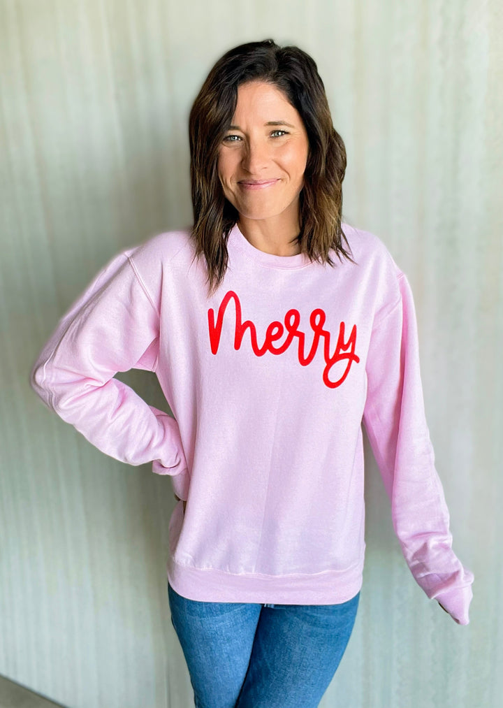 Pink Christmas Sweatshirt - Merry Pink Sweatshirt