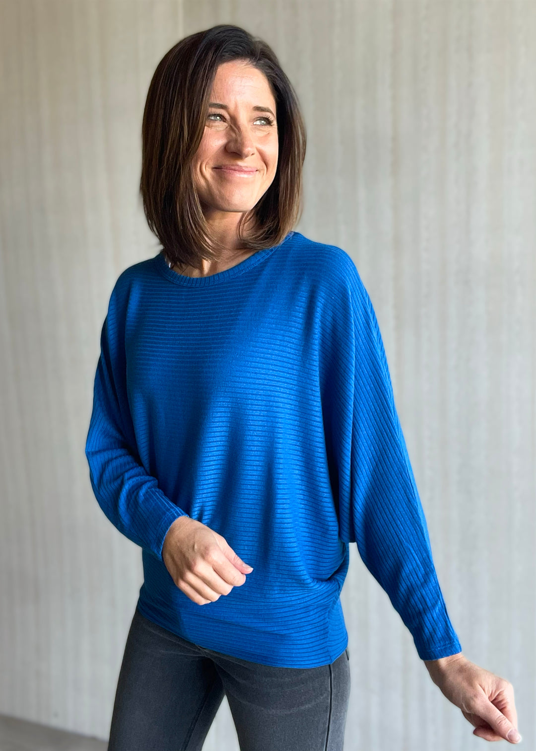 Blue Ribbed Sweater