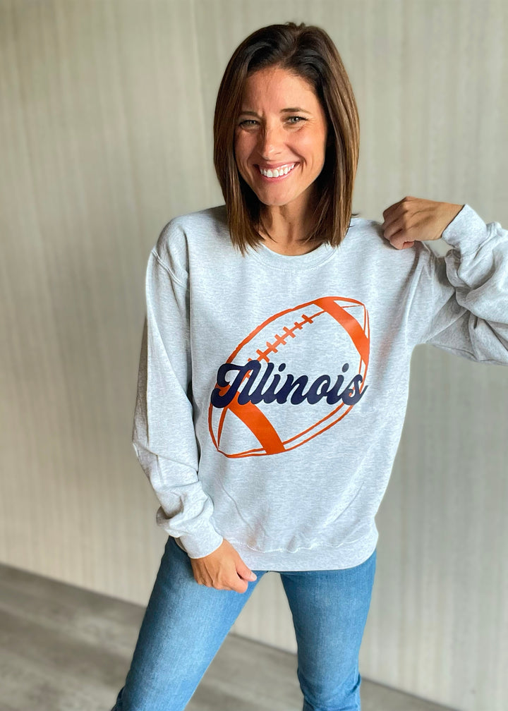 Women's gray Illinois Football Sweatshirt