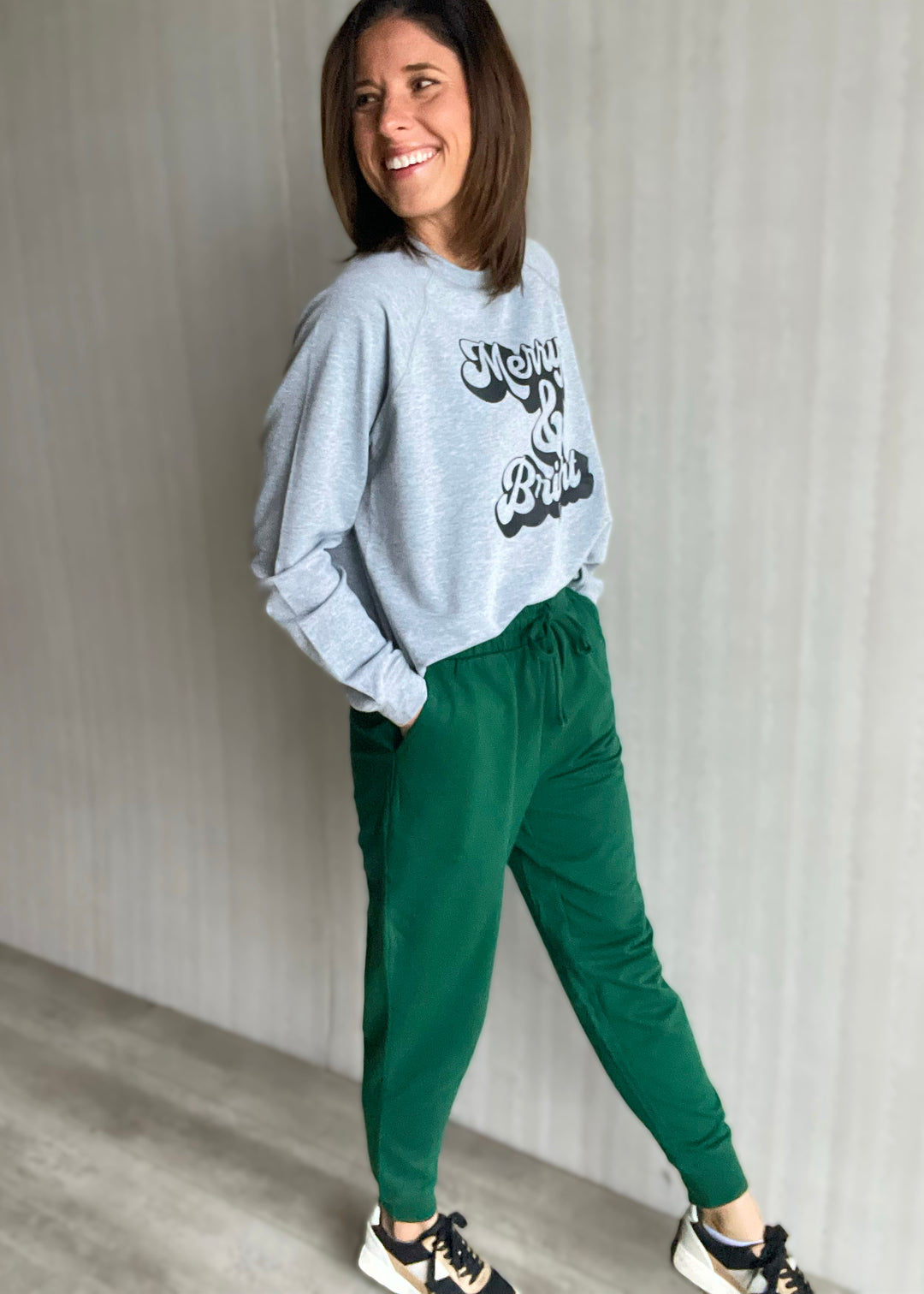 Women's Dark Green French Terry Joggers