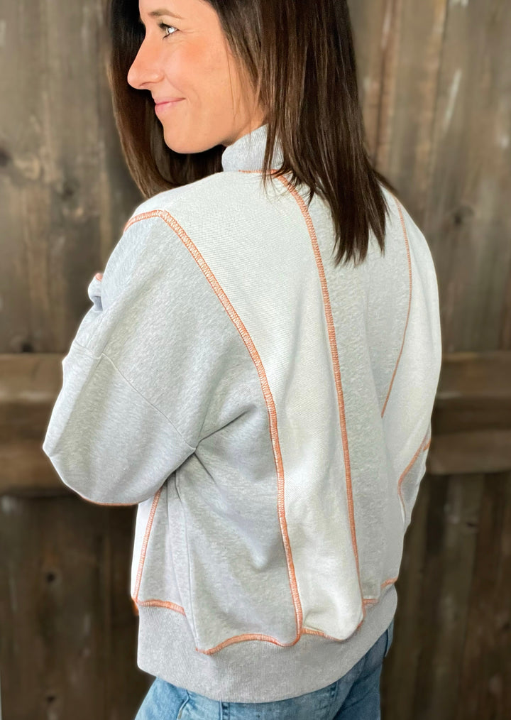 Women's Terry Knit Jacket | Orange, White, & Gray Jacket (Champaign-Urbana Women's Boutique)