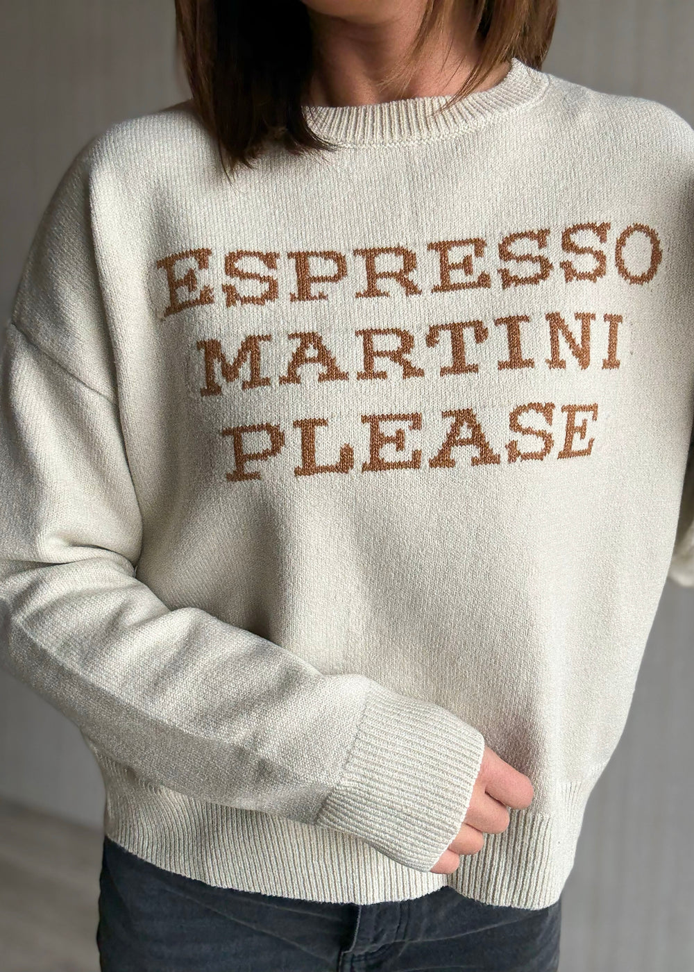 Women's Espresso Martini Please Cream Sweater