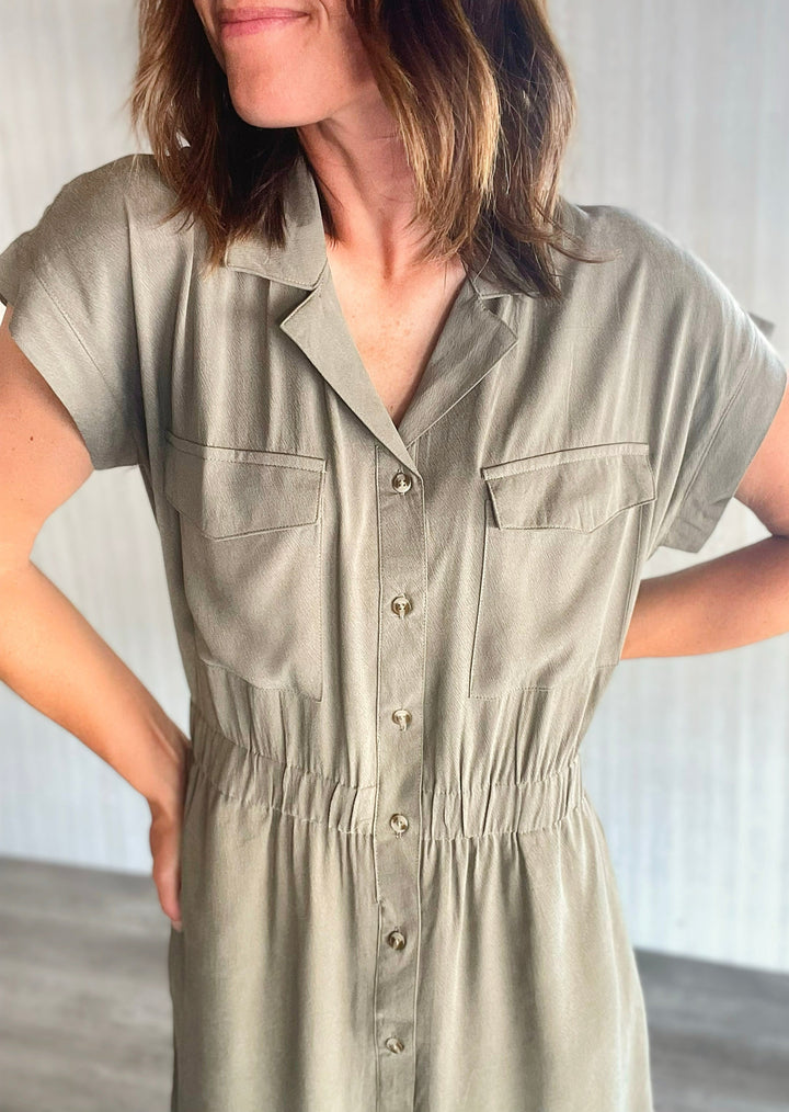 Smokey Olive Maya Dress | Thread & Supply | Work Shirt Dress