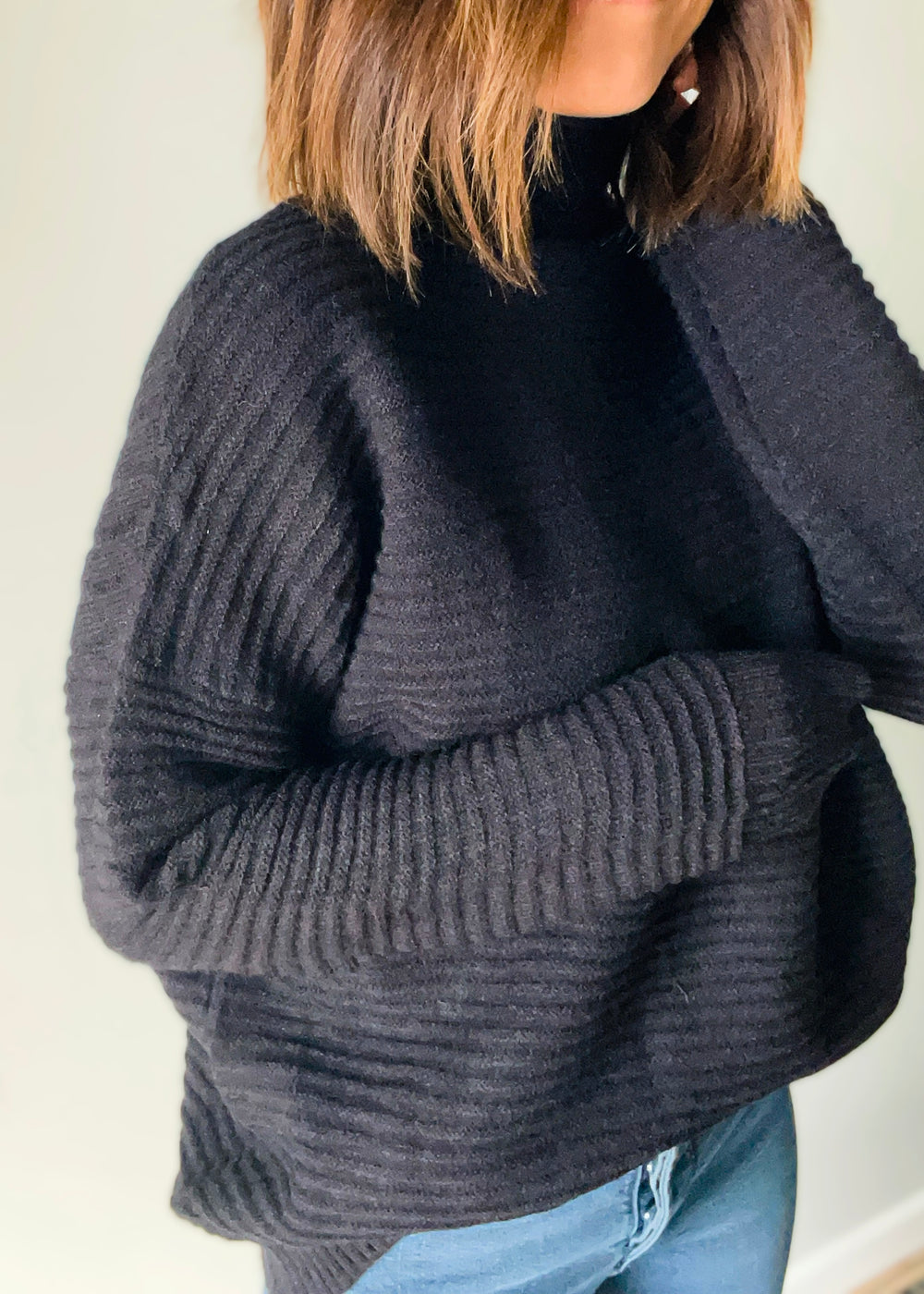 Women's Black Turtleneck Sweater