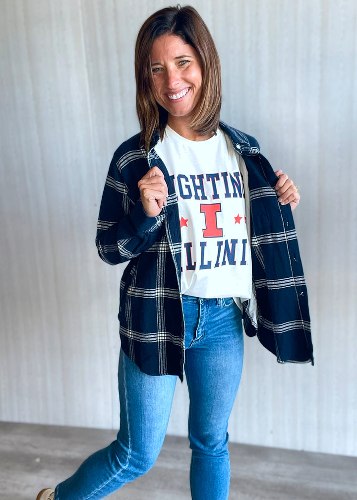 Women's Fighting Illini Flow Tee | Central Illinois Women's Clothing Boutique with game day clothing