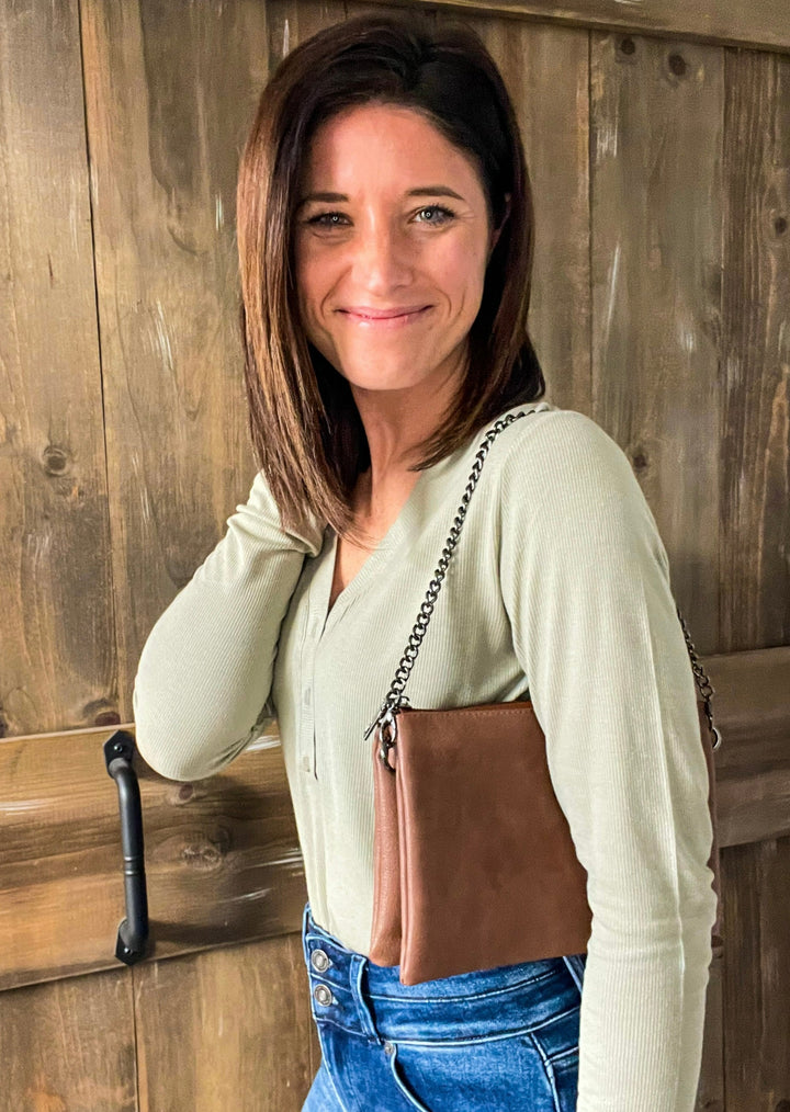Brown Crossbody with Chain Strap